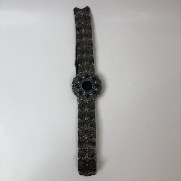 Womens Hammered Metal Stretch Belt Rhinestone Buckle Size XXS *See Description* main image 10